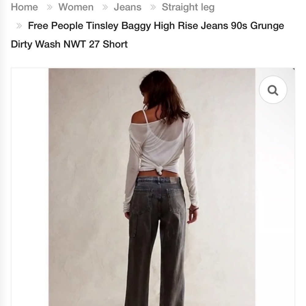 WE THE FREE x Free People Tinsley Baggy High Rise 90’s Grunge Jeans 28S - Picture 2 of 8